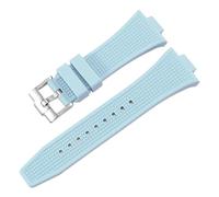 CAWEUER Correa de reloj goma compatible con T-issot PRX Super Player abultamiento for hombre, pulsera silicona líquida 12 mm for mujer(Light Blue)