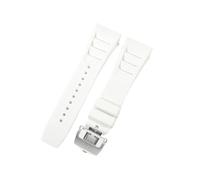 CAWEUER Correa de reloj Richard Mille for hombre, 25 mm, importada, resistente al agua, de silicona y caucho, RM055-011(White-Steel-Z6,25MM_NO TOOLS)