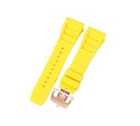 CAWEUER Correa de reloj Richard Mille for hombre, 25 mm, importada, resistente al agua, de silicona y caucho, RM055-011(Yellow-Rose-Z6,25MM_WITH 5 STARS TOOLS)