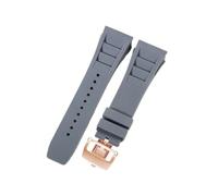 CAWEUER Correa de reloj Richard Mille for hombre, 25 mm, importada, resistente al agua, de silicona y caucho, RM055-011(Gray-Rose-Z6,25MM_WITH 5 STARS TOOLS)