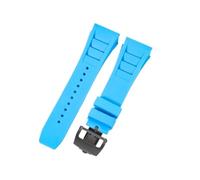 CAWEUER Correa de reloj Richard Mille for hombre, 25 mm, importada, resistente al agua, de silicona y caucho, RM055-011(Light blue-Black-Z6,25MM_NO TOOLS)