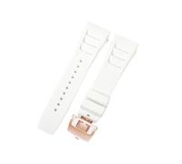 CAWEUER Correa de reloj Richard Mille for hombre, 25 mm, importada, resistente al agua, de silicona y caucho, RM055-011(White-Rose-Z6,25MM_WITH 5 STARS TOOLS)