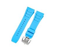 CAWEUER Correa de reloj Richard Mille for hombre, 25 mm, importada, resistente al agua, de silicona y caucho, RM055-011(Light blue-Steel-Z6,25MM_WITH 5 STARS TOOLS)