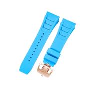 CAWEUER Correa de reloj Richard Mille for hombre, 25 mm, importada, resistente al agua, de silicona y caucho, RM055-011(Light blue-Rose-Z6,25MM_NO TOOLS)
