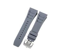 CAWEUER Correa de reloj Richard Mille for hombre, 25 mm, importada, resistente al agua, de silicona y caucho, RM055-011(Gray-Steel-Z6,25MM_WITH 5 STARS TOOLS)