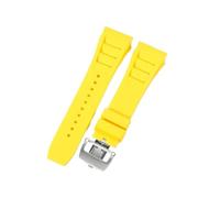 CAWEUER Correa de reloj Richard Mille for hombre, 25 mm, importada, resistente al agua, de silicona y caucho, RM055-011(Yellow-Steel-Z6,25MM_WITH 5 STARS TOOLS)