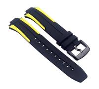 CAWEUER Correa de silicona compatible con Tissot 1853 Bicycle Racing Series T111.417, correa deportiva for hombre 18 mm(Black yellwo-black)