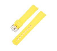 CAWEUER Correa de silicona de 20 mm compatible con Omega X Swatch Joint MoonSwatch, con extremo curvo, resistente al agua y compatible con Seamaster 300.(Yellow)