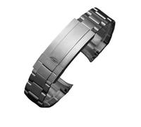 CAWEUER Pulsera de reloj compatible con Rolex Explorer Ditongna Diver The Green Black, compatible Water Ghost King, accesorio 20 mm, cadena acero macizo 904L(Full matte silver,20mm)