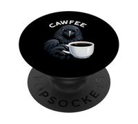 Cawfee Lindo Cuervo Negro sosteniendo café Humor Oscuro pájaro Arte PopSockets PopGrip Adhesivo