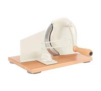 CAWIU Cortador de pan manual con manivela, cortador de pan de grosor ajustable para rebanadas uniformes, perfecto para masa madre casera, sándwich y más, color crema