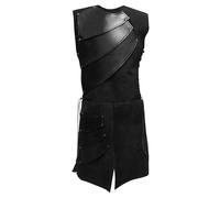 Caxndycing Ailrik - Túnica medieval para hombre, sin mangas, vikinga, túnica vikinga, templo, carnaval, cosplay, ropa medieval, disfraz de caballero, Negro , M