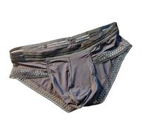 Caxndycing Calzoncillos bóxer para hombre, seda de hielo, transparentes, calzoncillos transparentes con bolsillo a granel, ropa interior erótica, lencería Sissy, bragas cómodas, gris, S