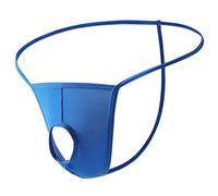 Caxndycing Calzoncillos de seda de hielo para hombre, ropa interior abierta para hombre, ropa interior elástica fina, tanga de un solo color, tanga para hombre, tanga, tanga, sexy, gay, tanga, azul
