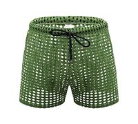 Caxndycing Calzoncillos tipo bóxer para hombre, ropa interior erótica para hombre, sexy, transparente, malla transparente, retro, corte holgado, calzoncillos elásticos, cómodos, verde, XL