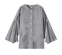 Caxndycing Camisas de cirugía para hombres después de cirugía de hombro, recuperación, desmontable, manga corta, lado abierto, botón a presión, camiseta deportiva, diálisis, quimioterapia, Gris 02., L