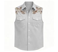 Caxndycing Camisetas musculares para hombre, estilo azteca, estilo retro, vaquero occidental, camisetas sin mangas, camisetas de verano, con botones, camisetas sin mangas, para deporte, rendimiento