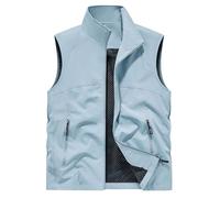 Caxndycing Chaleco para hombre al aire libre, chaleco de trabajo ligero para hombre, chaleco de verano informal, chaleco de transición, utilidad, viajes, pesca, trabajo al aire libre, ligero, safari