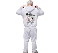 Caxndycing Chándal largo para hombre con estampado trasero, traje deportivo holgado, ropa deportiva de dos piezas, Y2K Hip Hop de 2 piezas, sudadera con capucha y pantalones de jogging, casual, Blanco
