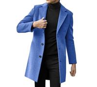 Caxndycing Chaqueta de entretiempo para hombre, larga, con cuello de muesca, con botones, chaqueta de ocio, corte ajustado, cortavientos, moda, ropa urbana, chaqueta de ocio, elegante chaqueta de