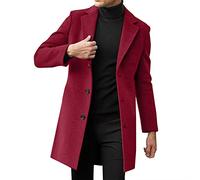 Caxndycing Chaqueta de entretiempo para hombre, larga, con cuello de muesca, con botones, chaqueta de ocio, corte ajustado, cortavientos, moda, ropa urbana, chaqueta de ocio, elegante chaqueta de
