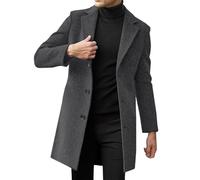 Caxndycing Chaqueta de entretiempo para hombre, larga, con cuello de muesca, con botones, chaqueta de ocio, corte ajustado, cortavientos, moda, ropa urbana, chaqueta de ocio, elegante chaqueta de