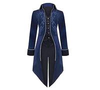 Caxndycing Chaqueta victoriana para hombre, estilo steampunk frack príncipe, chaqueta victoriana, trajes para hombres, steampunk, abrigo gótico, uniforme steampunk, chaqueta vintage, azul oscuro, M