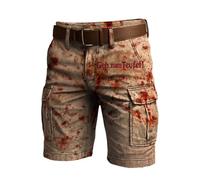 Caxndycing Disfraz de Halloween para hombre con problemas solucionados, pantalones cortos cargo para hombre, estampado de salpicaduras de sangre, pantalones cortos de terror, pantalones cortos vintage