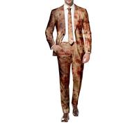 Caxndycing Disfraz de Halloween para hombre, traje sangriento de manga larga, abrigo estampado de sangre, traje de hombre, traje ajustado con tienda sangrienta y pantalones de traje, traje de negocios