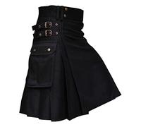 Caxndycing Falda escocesa escocesa a cuadros para hombre, clásica, tartán escocés, falda gótica, minifalda callejera, cómoda, con cinturón de cuero, estilo skater Streetwear Minifalda, Negro , 4XL