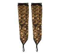 Caxndycing Guantes sin dedos para mujer, diseño de sirena, escamas de pescado, calentadores largos, para Halloween, cosplay, para escenario, rendimiento de carnaval, dorado, Talla única