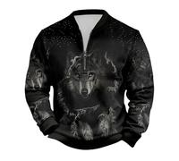 Caxndycing Jersey vikingo para hombre con media cremallera, mitología nórdica, tatuajes vikingos, suéter de invierno, suéter de trabajo suave y cálido, suéter de trabajo 3D, jersey de punto Yggdrasil