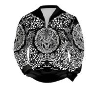 Caxndycing Jersey vikingo para hombre con media cremallera, mitología nórdica, tatuajes vikingos, suéter de invierno, suéter de trabajo suave y cálido, suéter de trabajo 3D, jersey de punto Yggdrasil