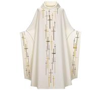 Caxndycing Masculino sacerdote vestido de medición Iglesia católica celebrante padre sacerdote casulla bata iglesia masas Ornat Celebrante vestido de medición católico iglesia padre masa túnica, 02