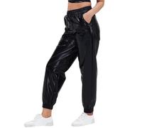 Caxndycing Pantalones con purpurina, pierna ancha, para mujer, con purpurina, lentejuelas, víspera de Año Nuevo, festival, cintura alta, palazzo, largos, fiestas, plateados, pantalones de ocio de los