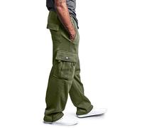 Caxndycing Pantalones de chándal para hombre, de algodón, pantalones largos de entrenamiento, ligeros, transpirables, pantalones de trabajo, pantalones cargo clásicos, con bolsillos, verde, XL