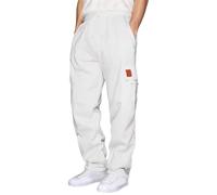 Caxndycing Pantalones de chándal para hombre, de algodón, pantalones largos de trabajo, deportivos, de un solo color, para el tiempo libre, con varios bolsillos y cintura elástica, Blanco, XL