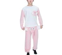 Caxndycing Pijama para hombre, cálido, divertido, elefante, cerdo, estampado, traje largo, pantalones de dormir de invierno, forro polar, dos piezas y pantalones de dormir, juego de pijama de