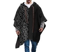 Caxndycing Poncho con capucha para hombre Clint Eastwood Poncho Manta Casual Cape con Capucha Poncho para Hombres Dobladillo Irregular Sudadera con Capucha Cómoda Ropa de Casa Moda Streetwear, Negro