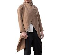 Caxndycing Poncho Irregular Largo para Hombre Abrigo de Algodón Lino Jersey Liso Casual Poncho Capa Abrigo Otoño Abrigo de Lino Largo Casual Ropa Urbana Larga para Hombres Poncho de Lino Hecho de