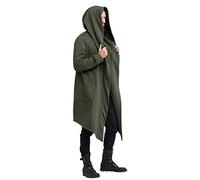 Caxndycing Poncho para hombre Irregular Largo Abrigo Algodón Lino Jersey Monocolor Casual Poncho Cape Abrigo Otoño Lino Abrigo Largo Casual Ropa de Calle para Hombres Poncho de Algodón, 01 verde., M