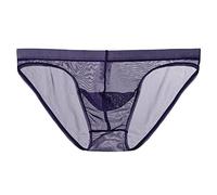 Caxndycing Ropa interior erótica para hombre Slip Hombres Sexy Malla Tanga con Bolsa Bulge Sin Costuras Seda Hielo Tanga Sexy Transparente Sportslip Calzoncillos Hombres Sissy Lencería, morado, M