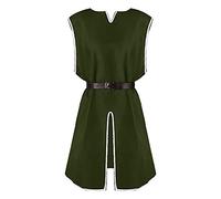Caxndycing Ropa medieval para hombre, disfraz de Halloween sin mangas, túnica vikinga, cuello en V, falda de arma con cinturón, bata victoriana renacentista, camisa de cosplay
