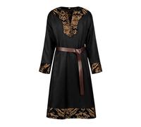 Caxndycing Ropa medieval para hombre, manga larga, túnica vikinga con cinturón, túnica victoriana renacentista, disfraz de Halloween, disfraz de caballero, cosplay, guerrero, camisas LARP