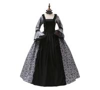 Caxndycing Ropa medieval para mujer, vestido de princesa renacentista, barroco, rococó, Halloween, elegante, vestido de noche, vestido de cóctel, fiesta, vestido de línea A, vestido de reina maxi, Z1