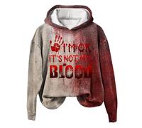 Caxndycing Sudadera con capucha de Halloween para hombre con divertido estampado de gotas de sangre de Halloween Harajuku Hip Hop de manga larga sudadera con estampado de salpicaduras de sangre I'm