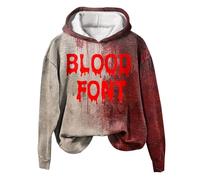 Caxndycing Sudadera con capucha de Halloween para hombre con divertido estampado de gotas de sangre de Halloween Harajuku Hip Hop de manga larga sudadera con estampado de salpicaduras de sangre I'm