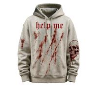 Caxndycing Sudadera con capucha para hombre con divertido estampado de gotas de sangre de Halloween Harajuku Hip Hop de manga larga sudadera con estampado de salpicaduras de sangre I'm Fine Blood
