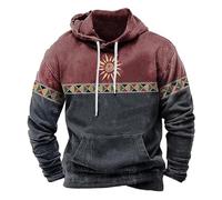 Caxndycing Sudadera para hombre con capucha, manga larga, deportiva, informal, suelta, vintage, estampado étnico, suéter hippie, chaqueta vintage, ropa baja, camiseta deportiva, gris oscuro, L