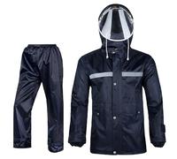 Caxndycing Traje de lluvia para hombre, chaqueta de lluvia reflectante, chaqueta y pantalones, conjunto de alta visibilidad, resistente al viento, chubasquero con capucha, trabajo, motocicleta, golf,